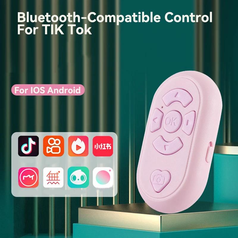 

Bluetooth-compatible Remote Control Button Wireless Photo Video Selfie Controller for Android IOS Tiktok Movie Page Turning