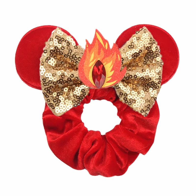 Hair Scrunchies Disney Ears Velvet Hairbands Girls Sequins Bows Headband Women Kids Party Diy
