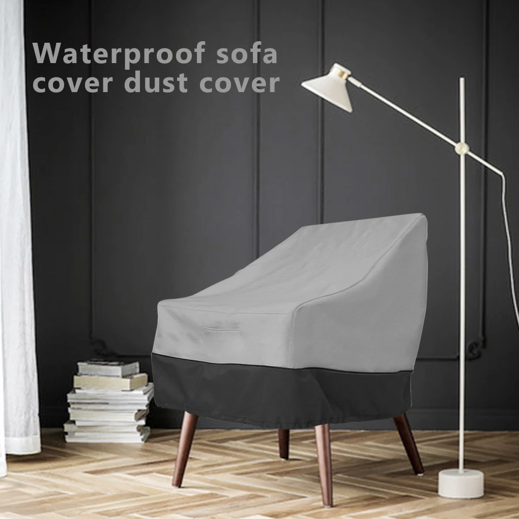 Waterproof Chair Cover High Back Furniture Dustproof Covers Adjustable Organizer Outdoor Patio Accessories Grey + black