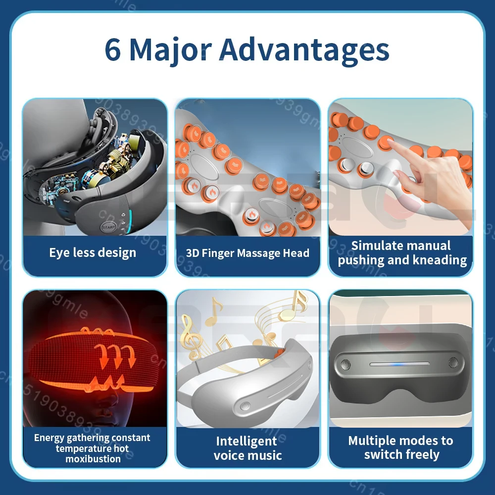 Electric Eye Massager Vibration Therapy Air Pressure Heating Massage Relax Health Care Fatigue Stress Bluetooth Music Foldable