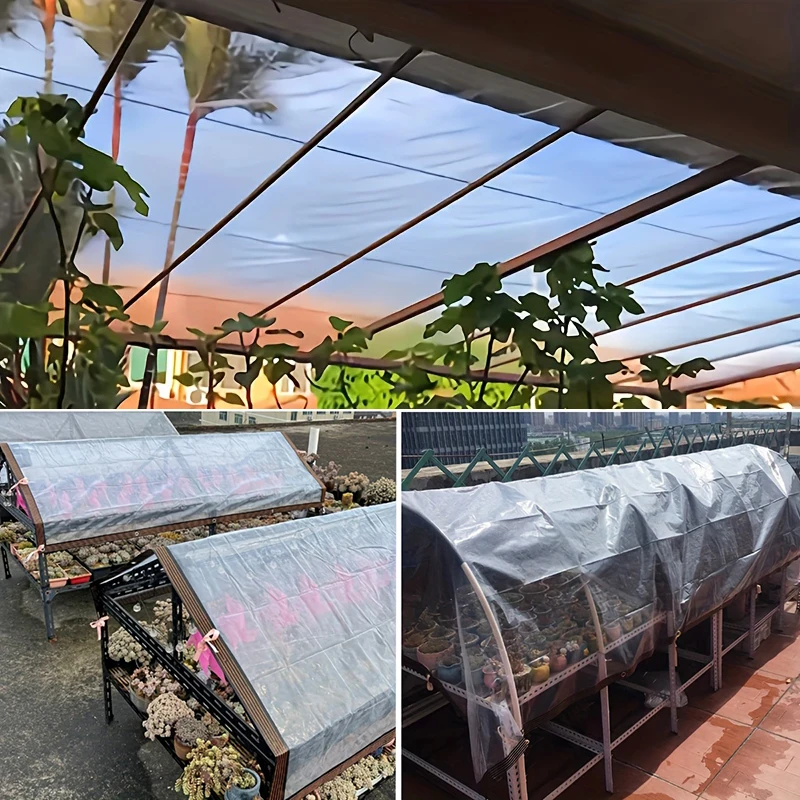Waterproof Tarpaulin Clear Waterproof Tarpaulin Tarp Cover PE Film With Grommets Garden Balcony Patio Canopy Awnings Winter Plants Greenhouse Tar