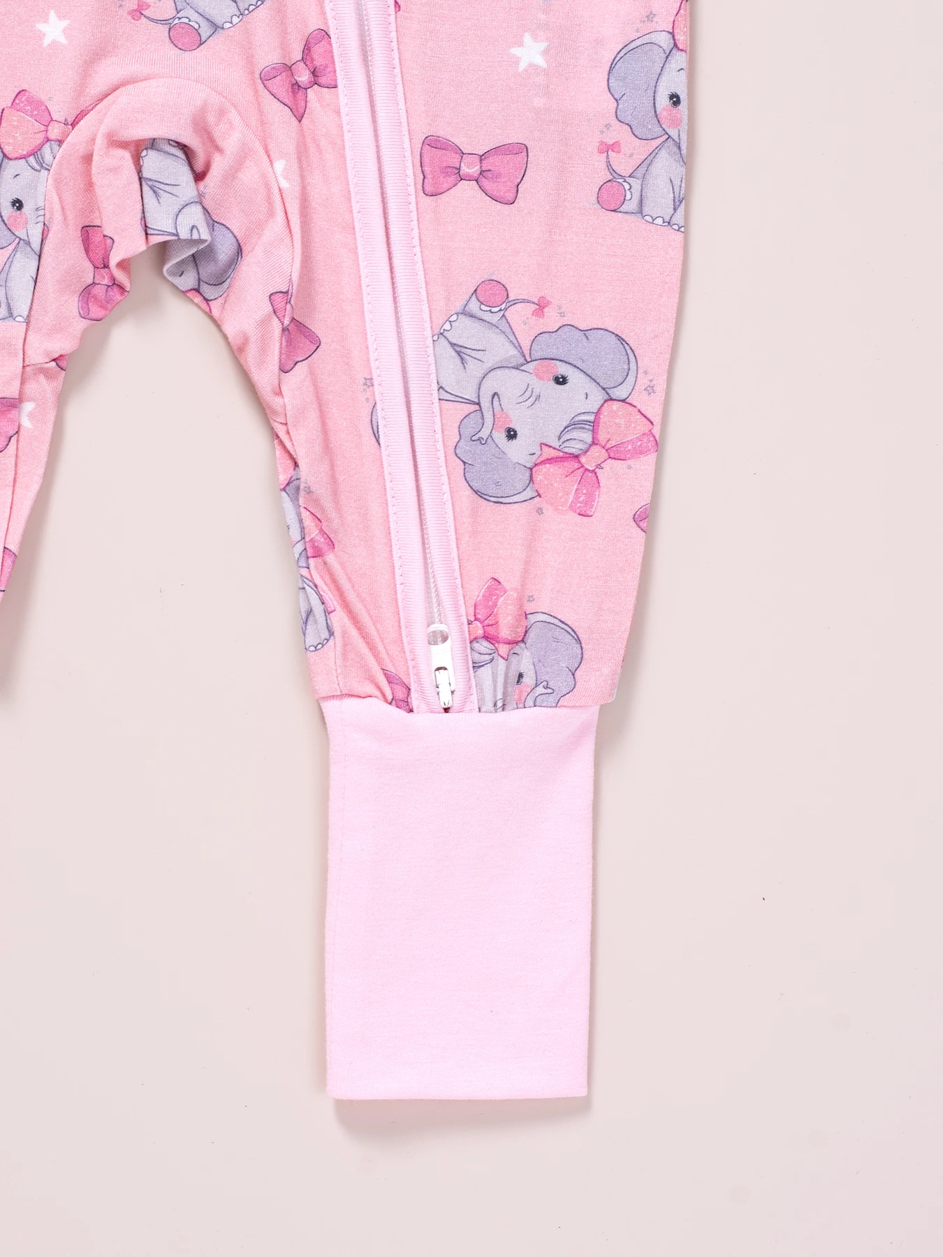 Bamboo Fabric Cute Elephant Print Jumpsuit, Comfy Zip Up Long Sleeve Romper, Toddler & Infant Girl's Bodysuit 5