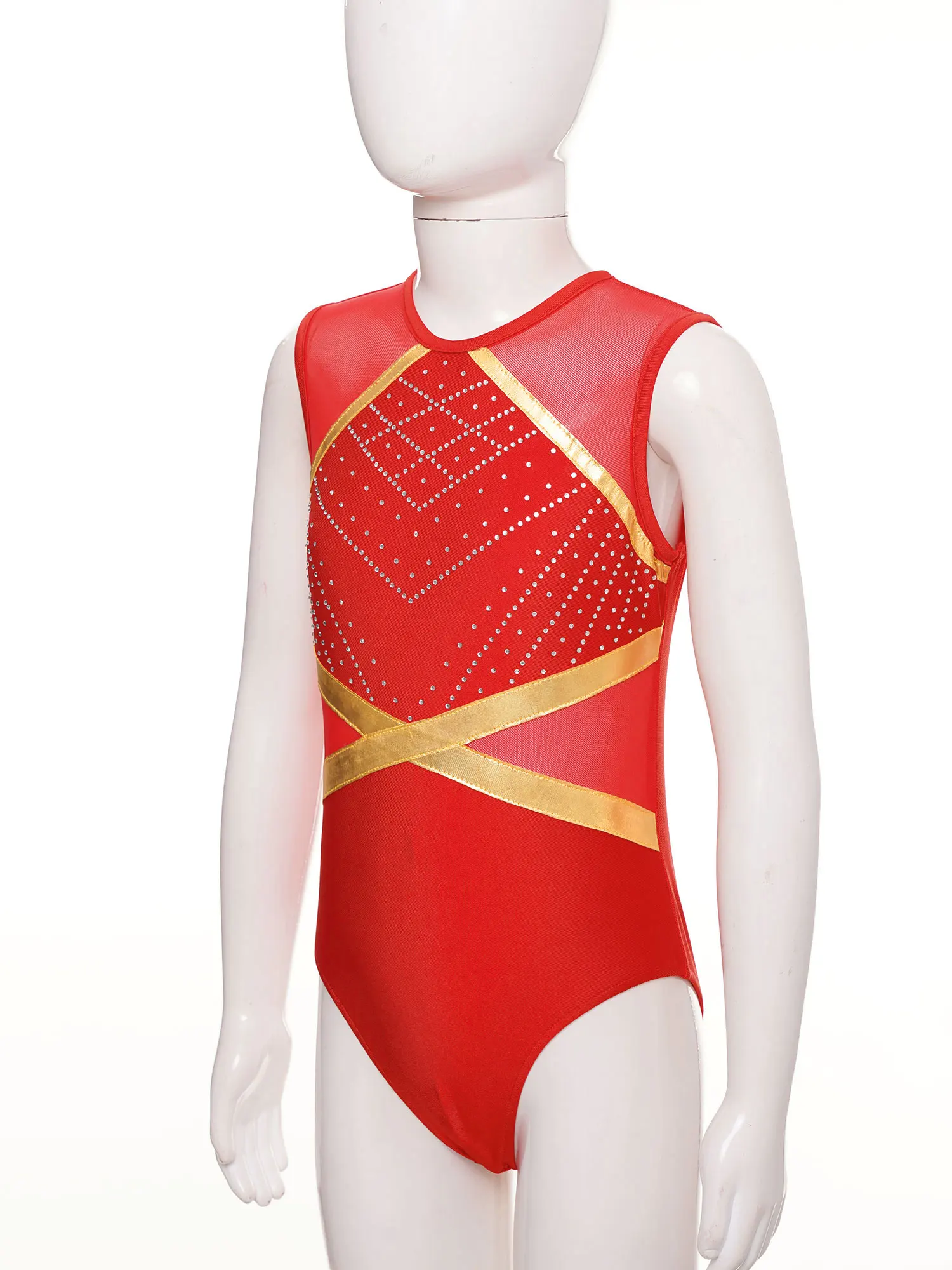 Children Dance Leotards Kids Girls Gymnastics Leotard Keyhole Back Patchwork Sleeveless Figure Skating Bodysuit with Shorts for Ballet Dance Jumpsuit