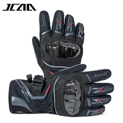 Winter Motorcycle Gloves - Windproof, Waterproof, Touchscreen - Compatible, Warmth with Carbon Fiber Protection, Black - XXL (Black)
