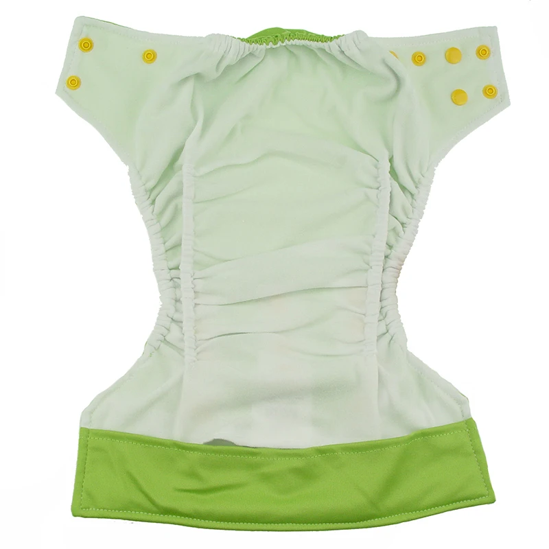 One Set Baby Cloth Diapers Breathable AI2 Diaper Nappy Cover Reusable Soft Minky Solid Color Snaps with 2pcs Inserts 5