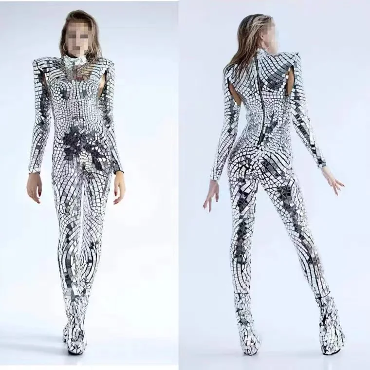 

High-end dance women's costumes hand-stitched mirror women one-piece dress T stage theme large-scale commercial costumes shiny