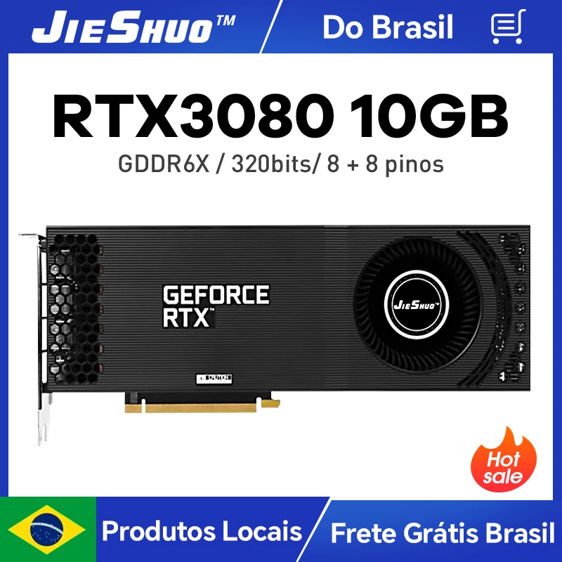 JIESHUO NVIDIA RTX 3080 10G video graphics card, 320bit GDDR6X GPU