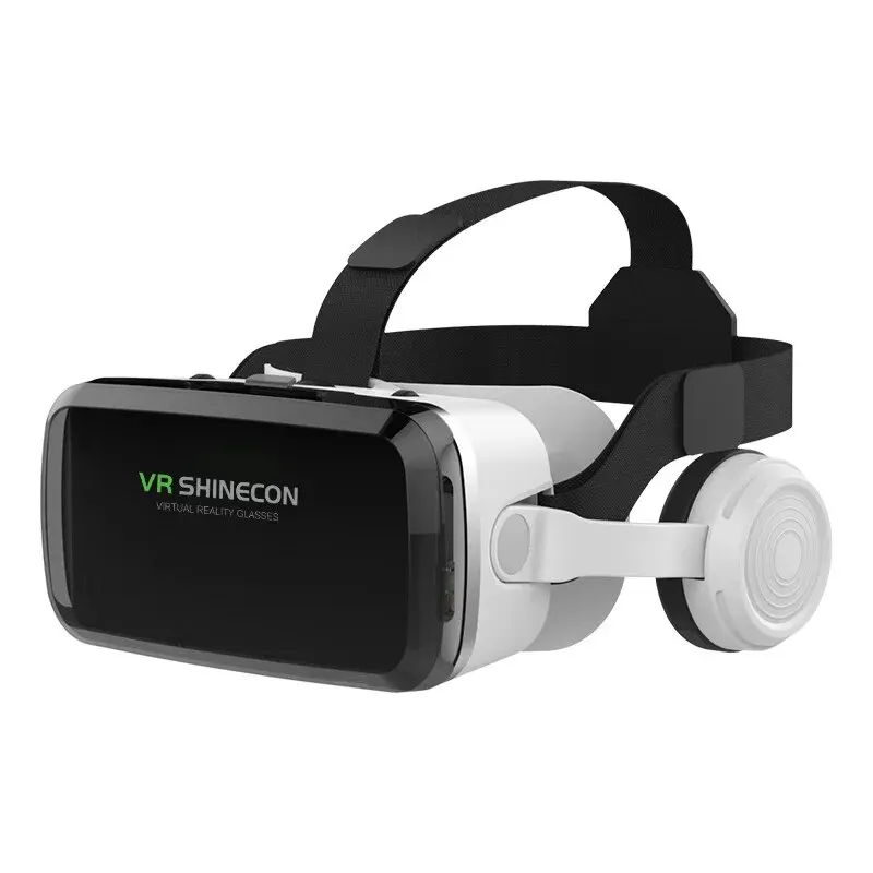 VR SHINECON G04BS 이어폰 에디션 스마트폰 시네마 3D 안경, 가상 현실 눈 렌즈, 웨어러블 게임 헬멧 VR 안경
