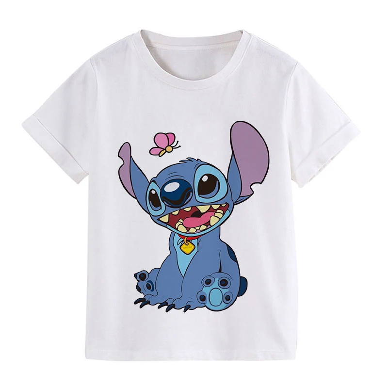 t-shirt for kid girl Unisex Summer New T-shirt Cartoon Disney Girls Tshirts Harajuku Boy Tshirt Stitch Kawaii Element Nice Round Neck Kids Tshirt Top t shirt kid Tops & Tees