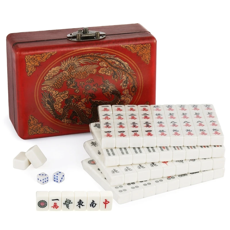 144 Tiles Chinese MahJong Game Set Retro Mah-Jong Fun Family Board