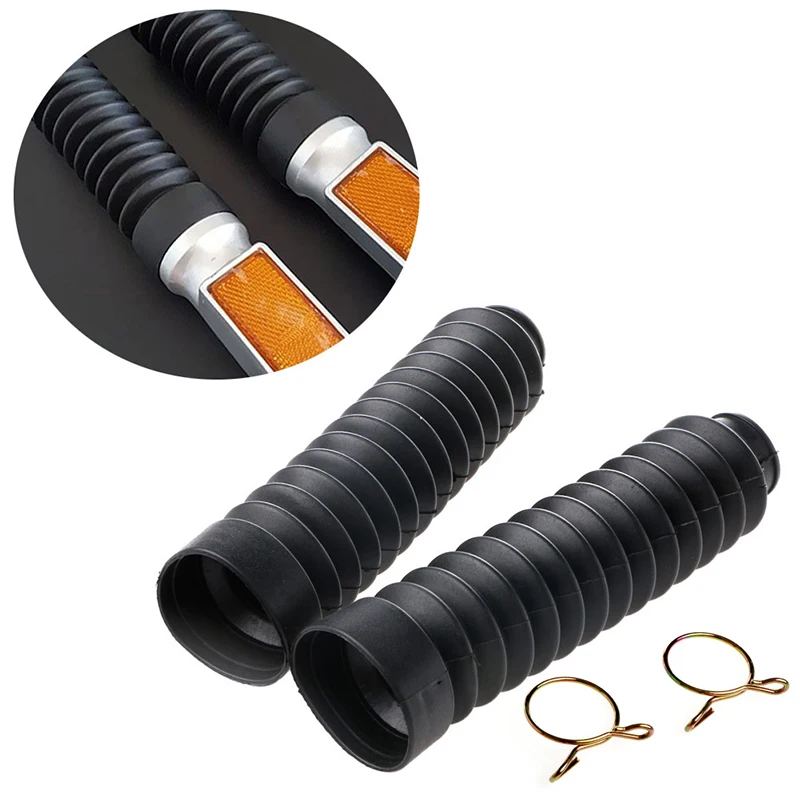 

New 2Pcs 30mm Universal Motorcycle Rubber Front Fork Cover Gaiters