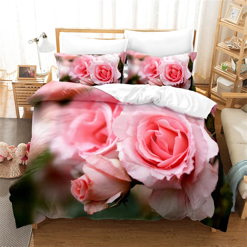

Pink Flower Bedding Set Flower Plants Series Duvet Cover Women Duvet Cover Bedroom Gorgeous Bedding King/Queen Duvet Cover Set