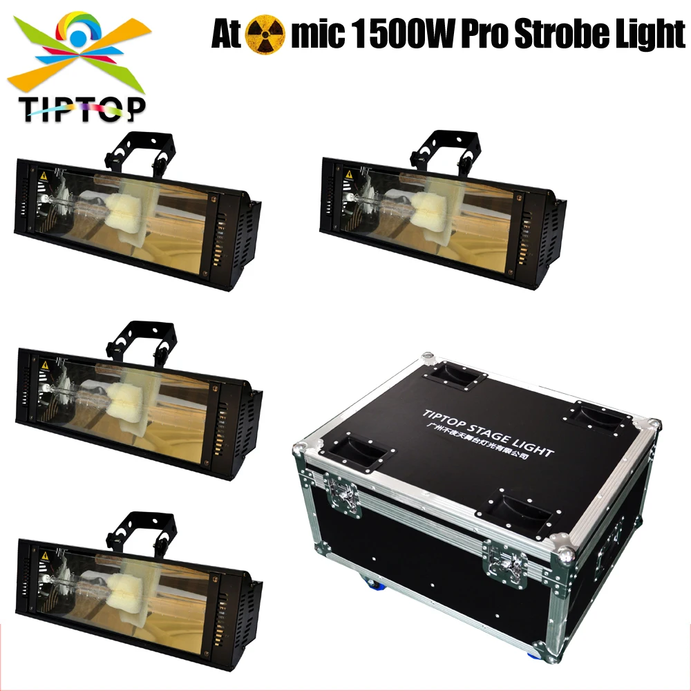 

4IN1 Flight Case Pack 1500W Glass Bulb Professional Stage Strobe Light DMX Sound Auto Control High Speed Blinder Effect TP-S1500