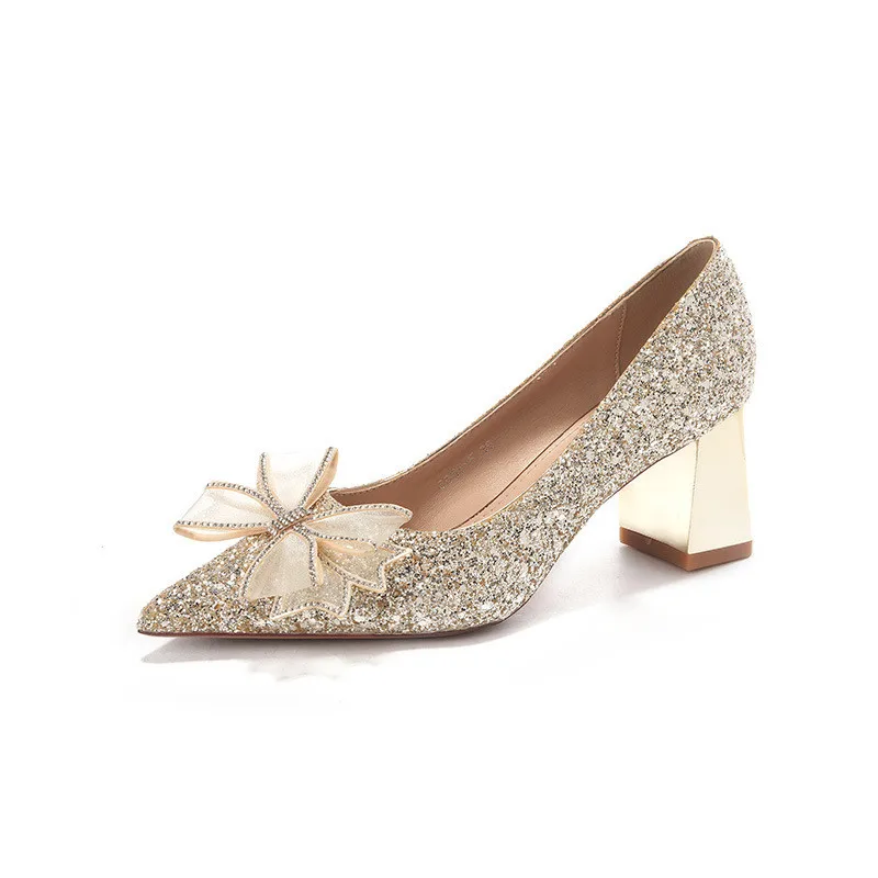 

Fashion Franc Weeding Shoe France Big Size High Heels Pointed Toe Rubber Sole Thick Heel Celebrity Party Footwear Boots GH142