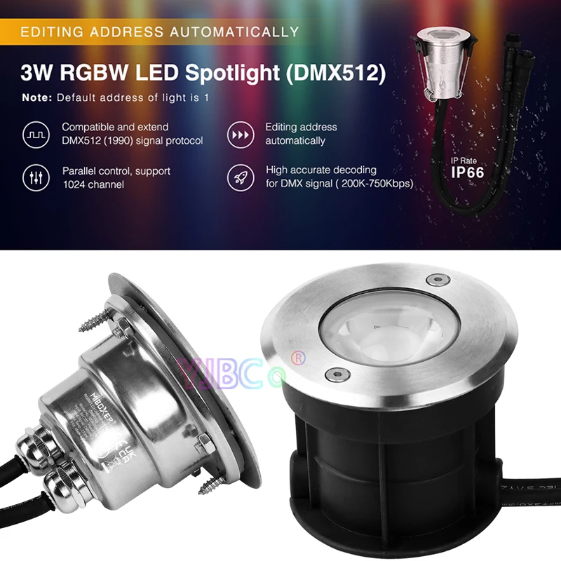 

Miboxer 12 В, 3 Вт, 24 В, 5 Вт, 9 Вт, Водонепроницаемая IP68 лампа, RGBW, DMX512