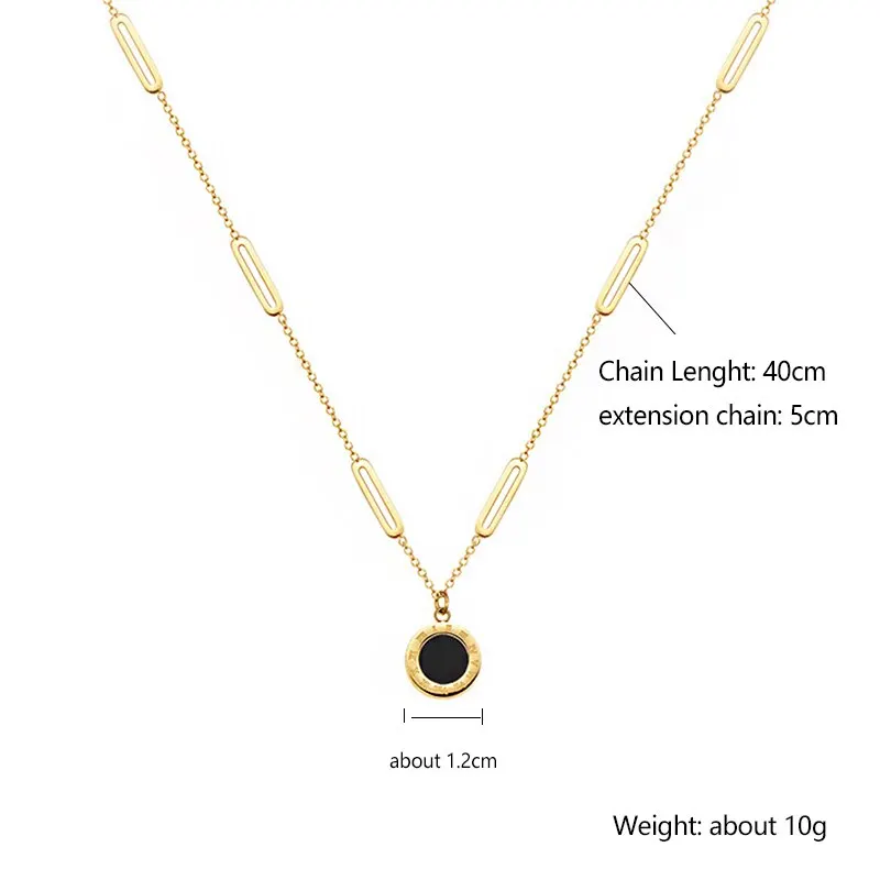 Sf8b126126ff34fdc8d2ddbcb2ee38c10d Fashion Roman Digital Wafer Pendant Necklace Stainless Steel Party Jewelry for Women Sexy Choker Mallzona