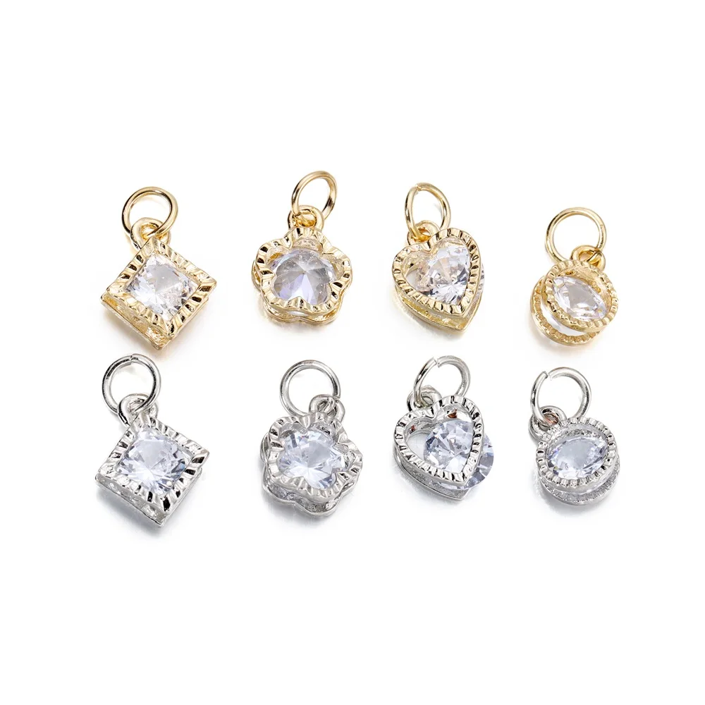 Alloy Heart Charms Alloy Gold Silver Color Rhinestone Hearts Charms For Earrings Necklaces DIY Love Charms Jewelry Making Accessories 10Pcs/lot