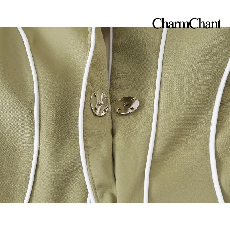 CHARMCHANT Blazer Femme à Col Montant, Coupe Ajustée, Motif Géométrique et Passepoil Contrastant, Idéal pour le Bureau, les Soirées et l'Automne 2026