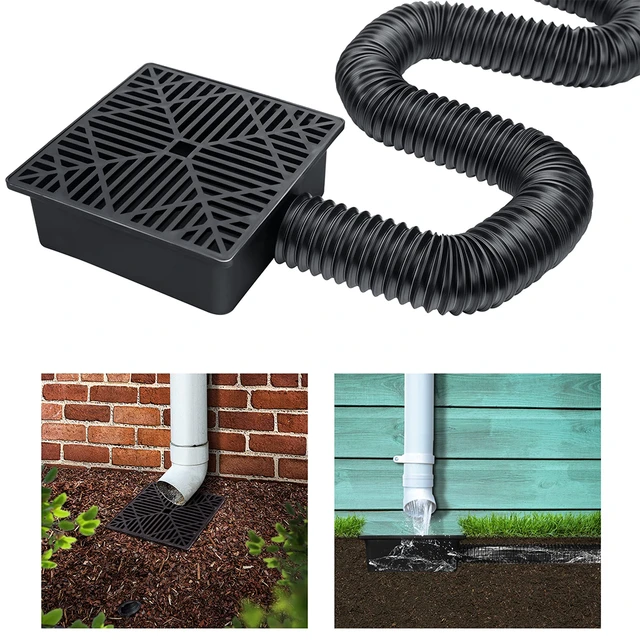 ZNNCO Upgraded Gutter Downspout Extensions Flexible, No Dig Catch Basin  Downspout Extension with Leak-Proof Splash Block Kit,Extendable from 1.34'  to