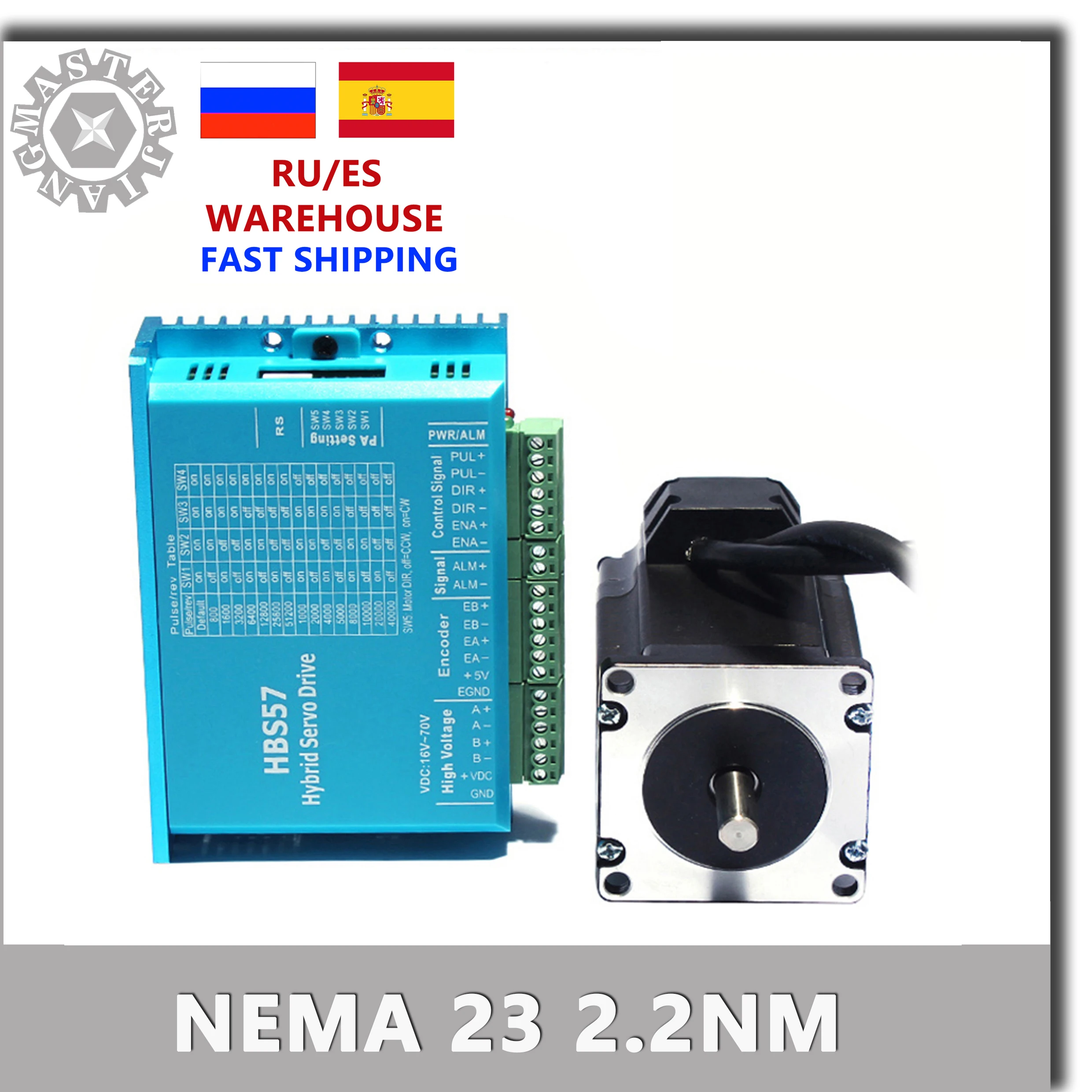 Nema 23 Stepper Motor Driver 2.2nm Servo Stepper Motor 57hse2.2n+hbs57 Hybrid Closedloop Step