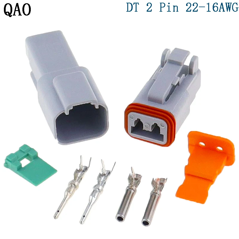 

5 Sets 2pin Deutsch DT Waterproof Male Female Electrical Connector plug DT04-2P DT06-2S with terminals