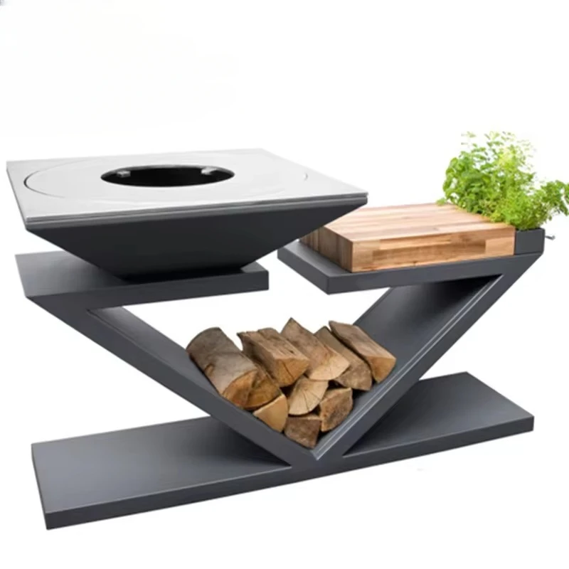 Outdoor Rust Corten Steel Grill Brasero Barbecue Carbone Per Cucinare Corten Steel Fire Pit Bbq