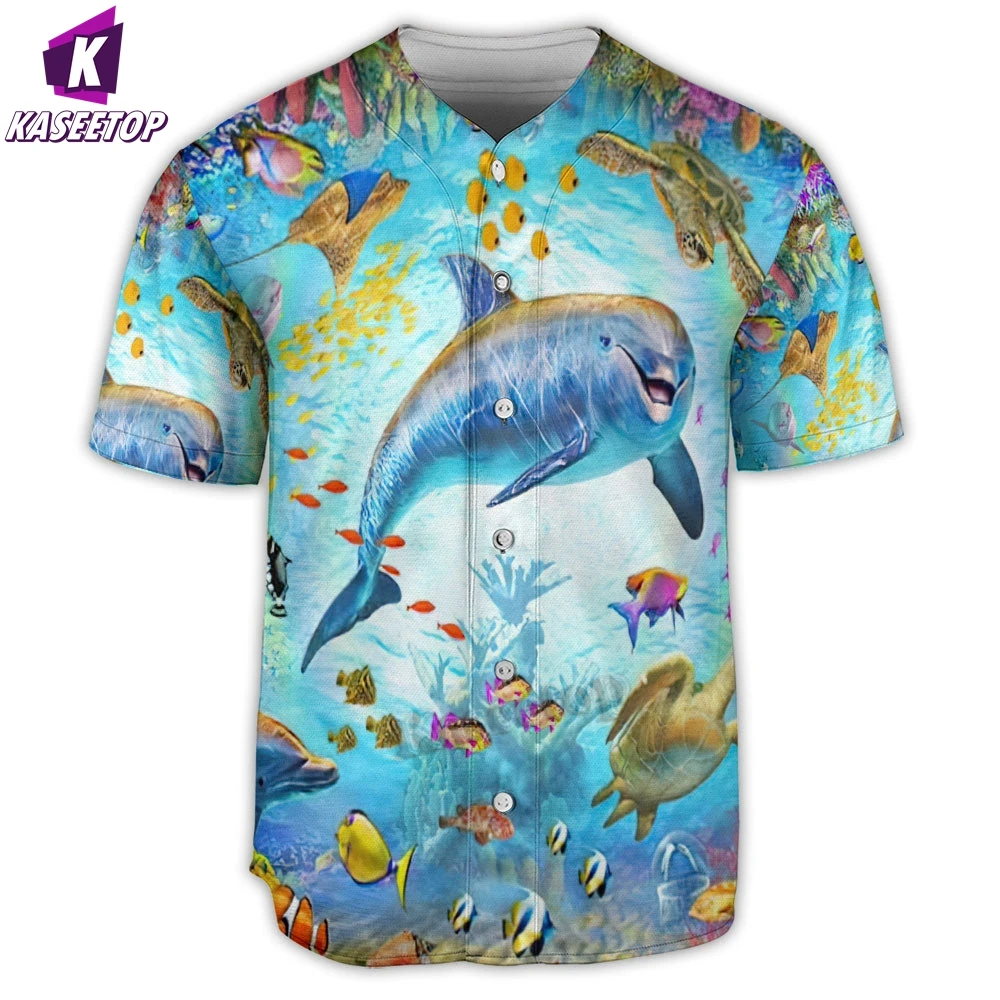 

Dolphin Life In The Ocean Men 3D Print Baseball Jersey Shirt Adult Summer Tee Shirt Men's Hip Hop Tops Tee Oversized Streetwear