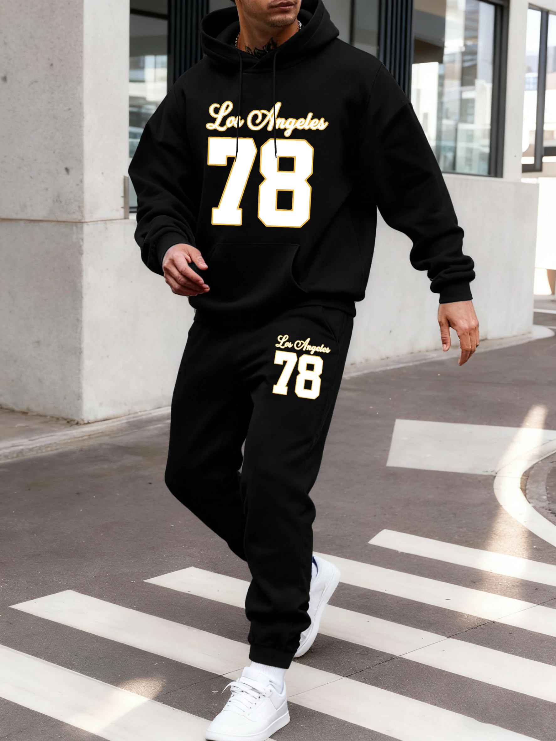 Los Angeles Number 78 Print Hoody Men'S Sets Street Pocket Tracksuit Autumn All-Match Tops Sport Casual Sweatpant Suit For Men view 2