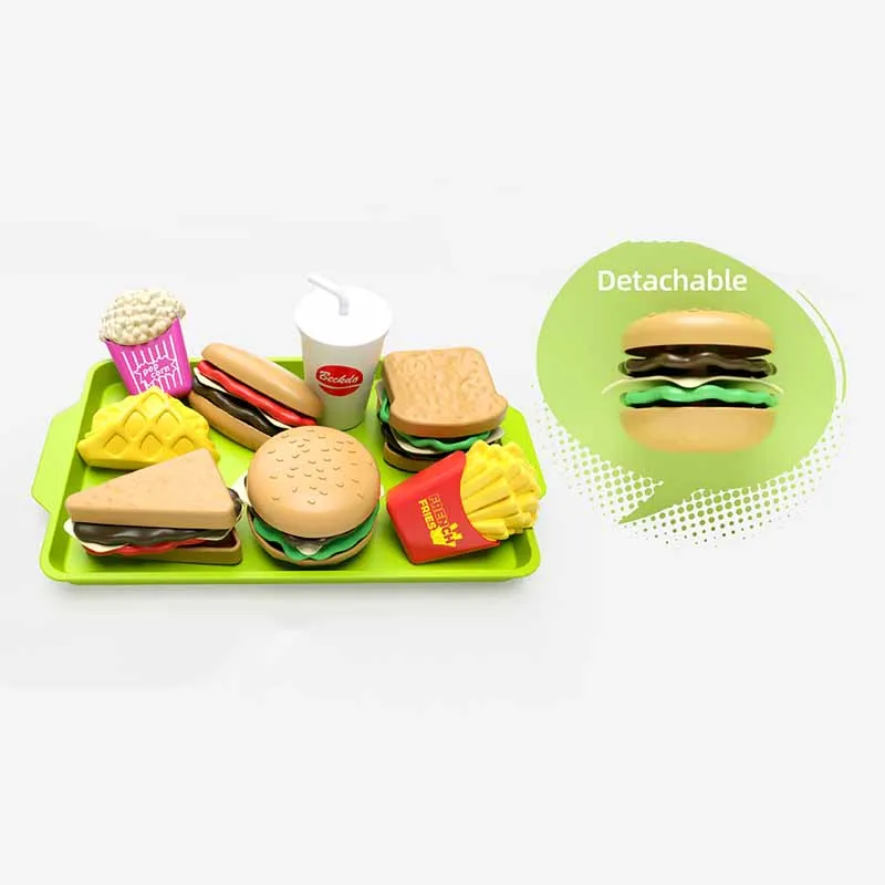 Children's Play House Game Toy Set Simulation Hamburger Fries Hot Dog Drink Sandwich Kitchen Set Food Play Educational Toys