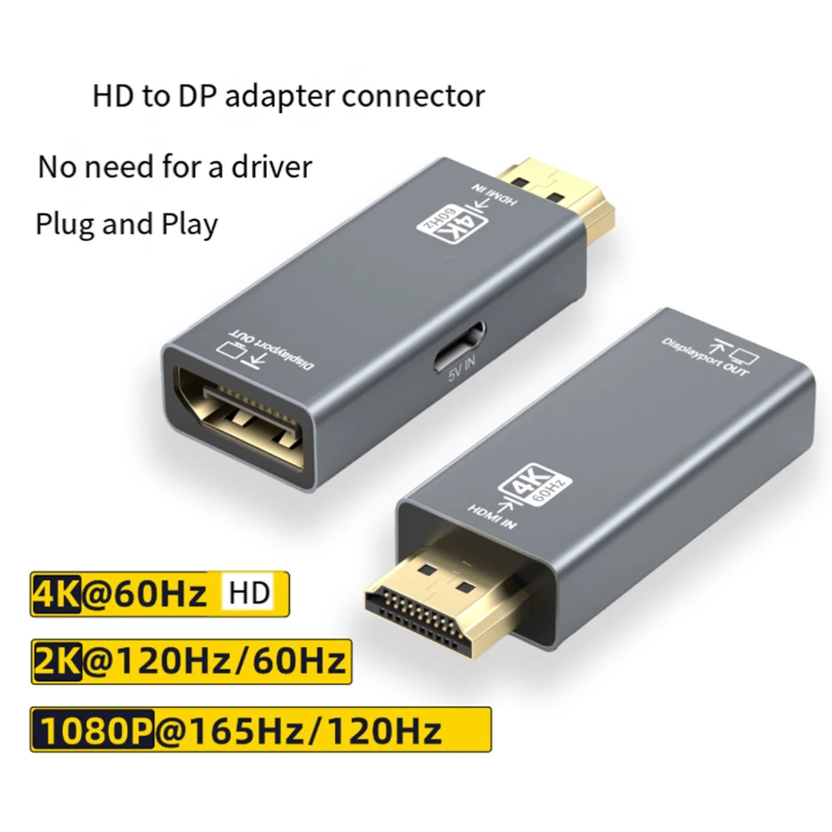 슈퍼 핫 HD to DP 어댑터 2K/120hz 1080p/165hz HDMI 호환 컨버터
