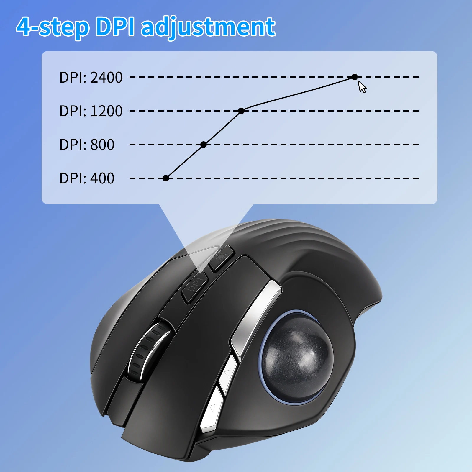 Bluetooth 및 2.4G 음소거 듀얼 모드 인체 공학적 트랙 볼 무선 마우스 프로그래밍 가능한 드로잉 오피스 노트북 데스크탑 용 수직 마우스