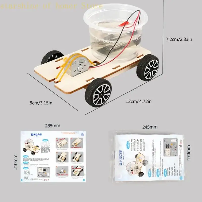11UB 어린이 나무 소금 물 전원 자동차 모델 공예 조립 과학 프로젝트 학생을위한 설정 학교 물리학 학습