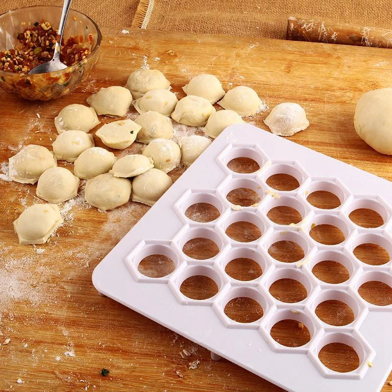 Molde para hacer albóndigas, utensilio de cocina para hacer raviolis, carne, bolas de masa hervida, Pelmeni, forma de Pasta, 23 agujeros