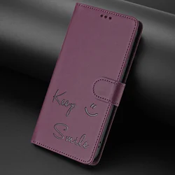 Leather Flip Magnetic Wallet Case with Smile Design - Premium Phone Cover for OPPO Reno 14F (Violet (YB-PT010))