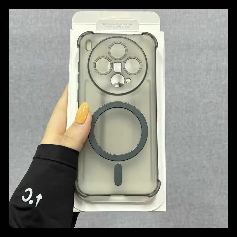 Magnetic Shockproof Clear Silicone Case with Wireless Charging Compatibility