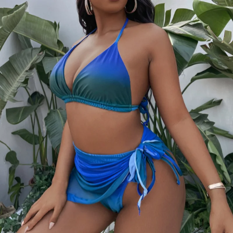 Large size 4xl Bikini 3 Pieces Swimsuit dress Bathing Suit High Waist Swimwear Women Sweet Biquini Sexy Bikini 2022