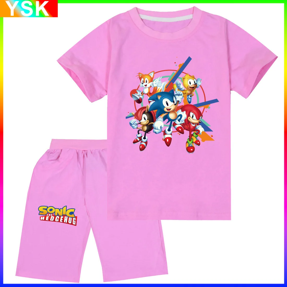 

The New Sonic 2 Children's Suit Boy and Girl Suit Short-sleeved Shorts 2-piece Set Comfortable and Casual
