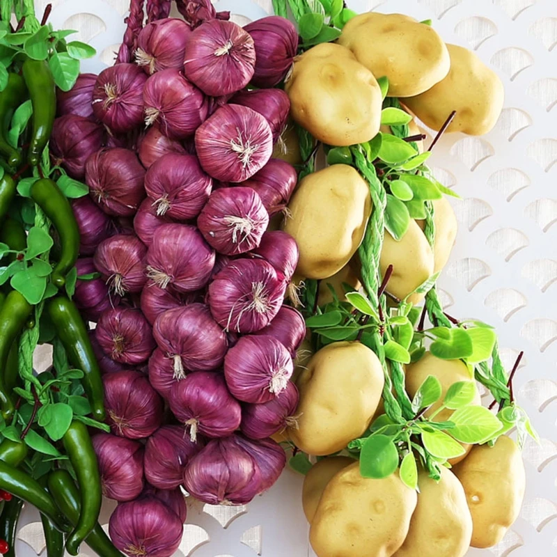 Description Picture 3 of itemArtificial Various vegetables and fruit String Fake Vegetable Display Ornament for Home Bedroom Party Collection Decor