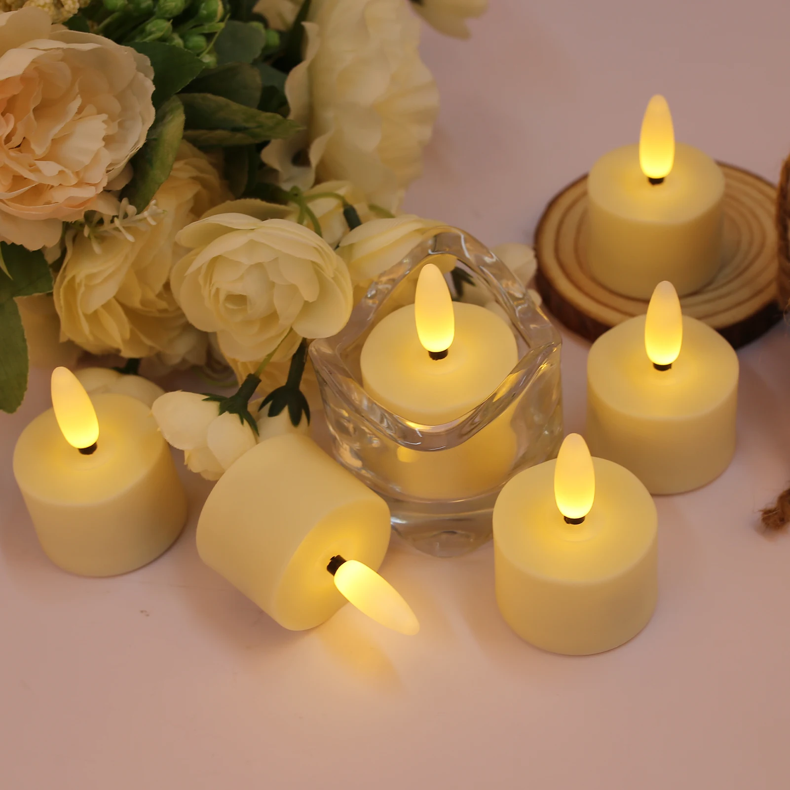 Rechargeable Flameless LED Tea Lights with Remote Control - Realistic Flickering for Home, Holiday, and Wedding Decor