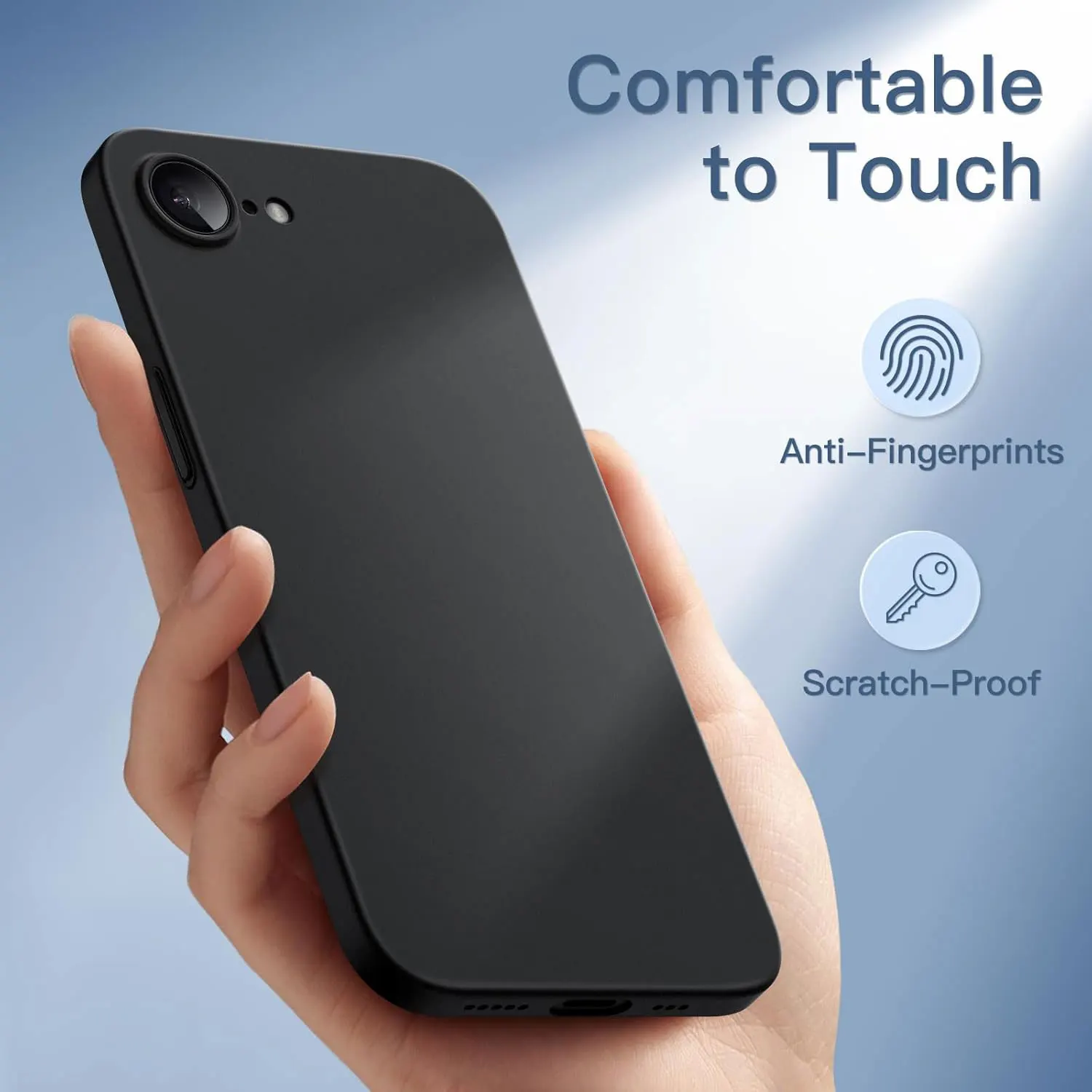 Elegant Matte Black Ultra Slim Phone Case with Full Camera Lens Protection