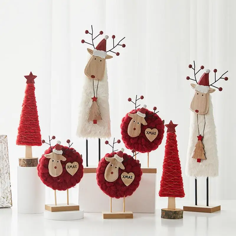 

Рождественское деревянное войлочное украшение, лось, Санта-Клаус, Рождественская елка, настольное украшение, рождественский подарок для дома, Рождество 2024