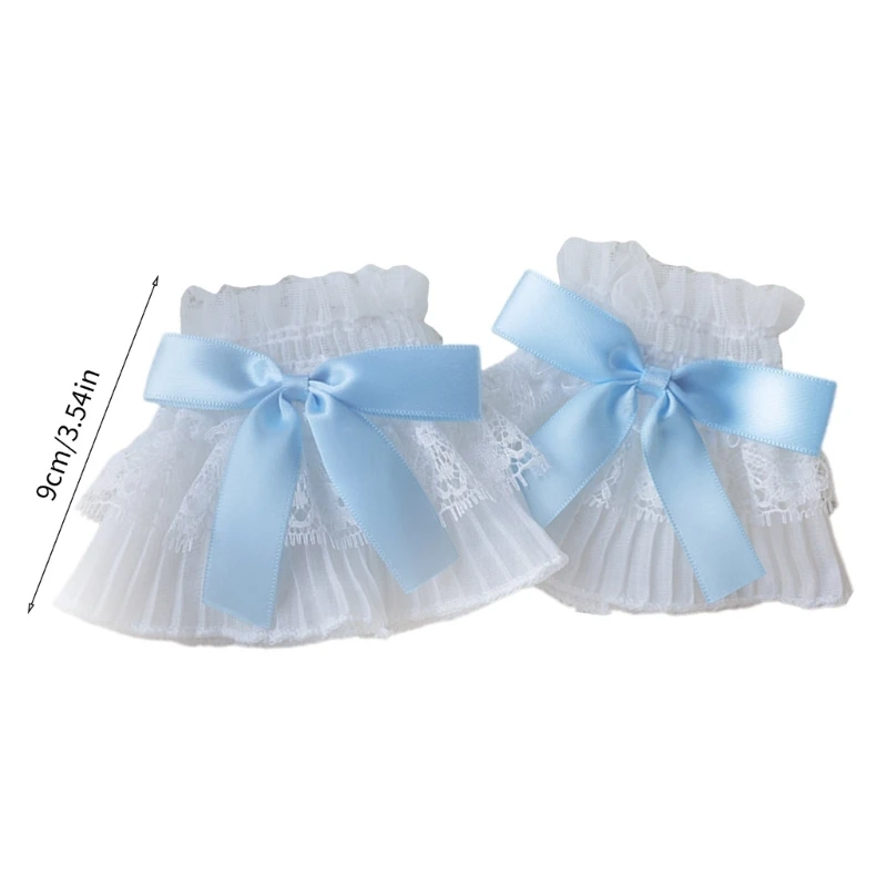이동식 셔츠 Pleated Flered 장식 커프스 Bowknot Decors Pleated 손목 밴드 장식 여성 스웨터 의류 Y1UA