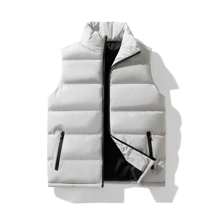 Autumn/Winter New Men's Women's High-End Quality Motorcycle Rider Vest Warm Cotton Shoulder Vest Stand Collar Jacket