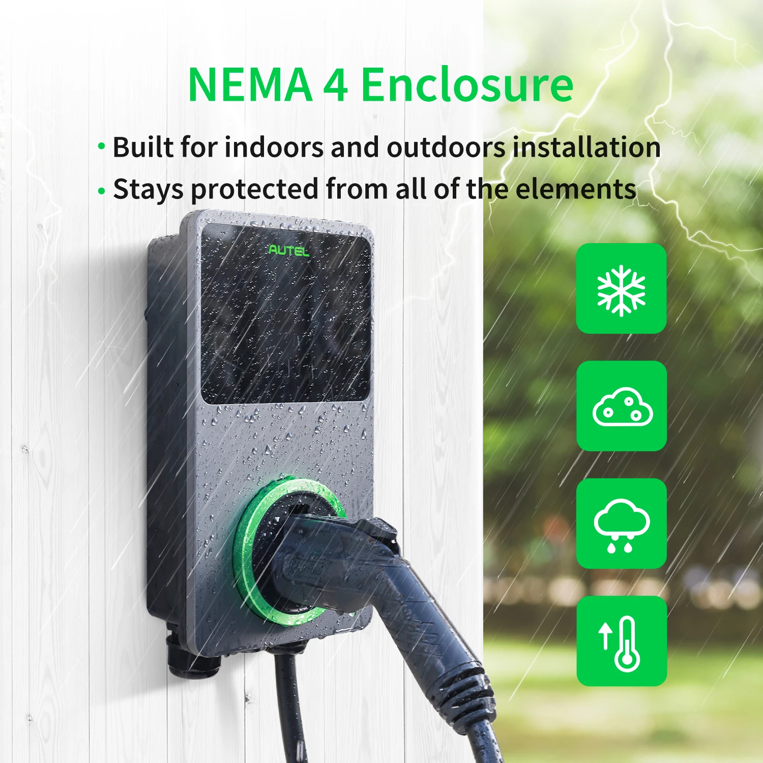 Autel RFID WIFI Enable 50A 240V 12KW EV Charger Level 2 J1772 Smart Home Electric Vehicle Charging Station With In-body Holster