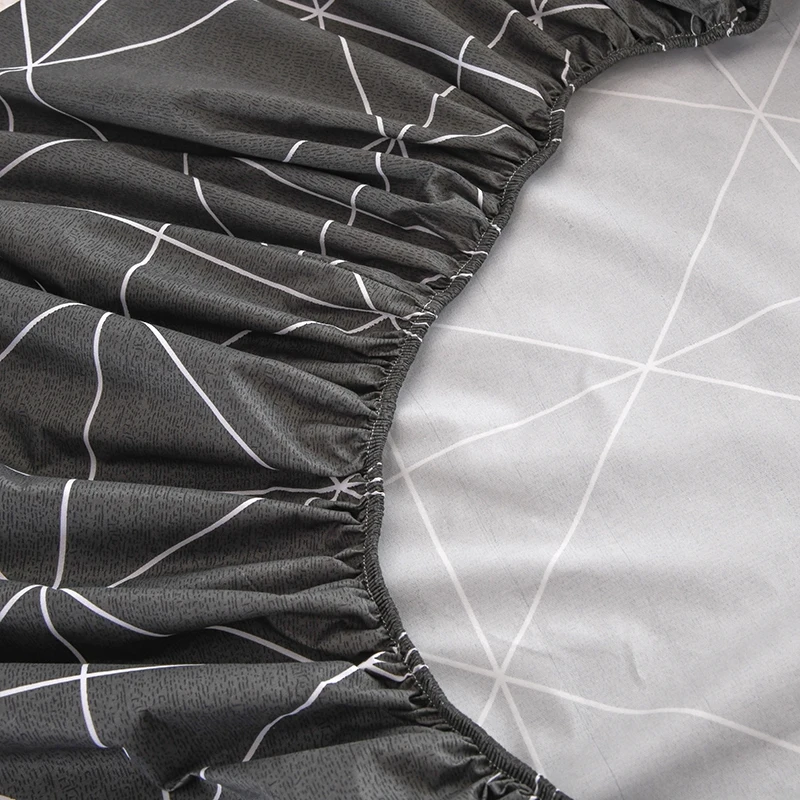 Geometric Triangle Waterproof Fitted Sheet Queen King Mattress Cover Fit Sheet with Elastic Band Bedsheet Twin Full Bed Cover 3