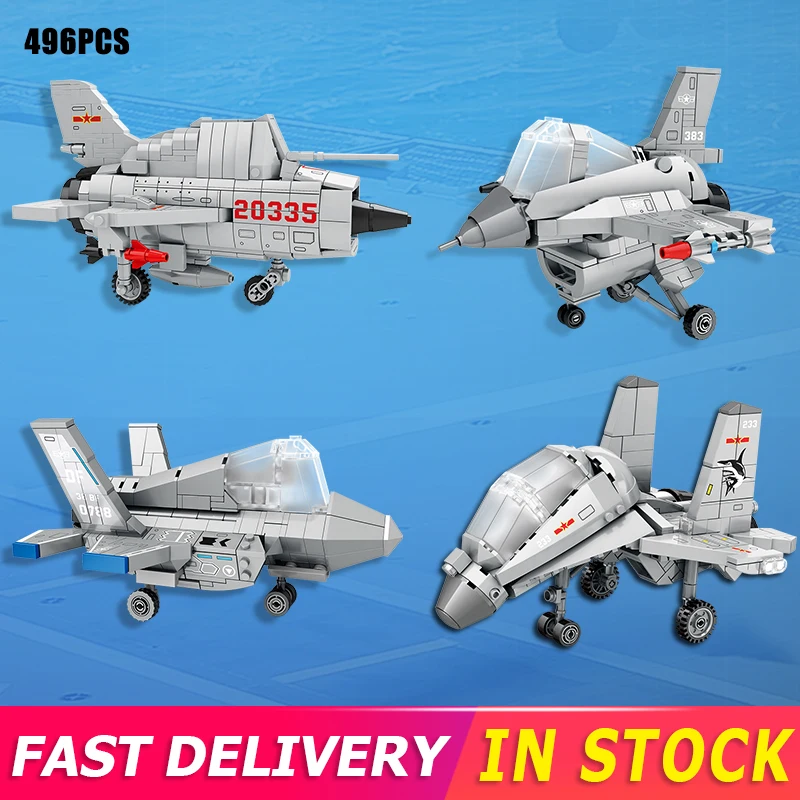 Technical Airplane Military Series Ww2 Fighter Assembly Model Building Blocks Weapons Air Missile Aircraft Moc Bricks Toys Boys |