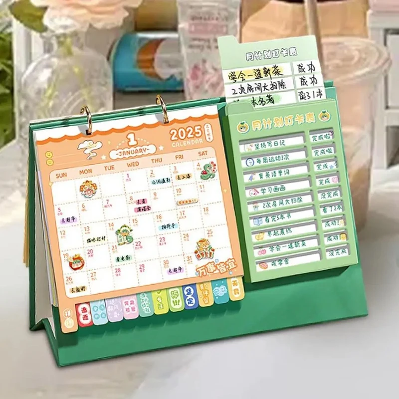 Desk Calendar Year Of The Snake Tabletop Flipes Monthly Calendar Schedules Planner With Labels For Kids Planning