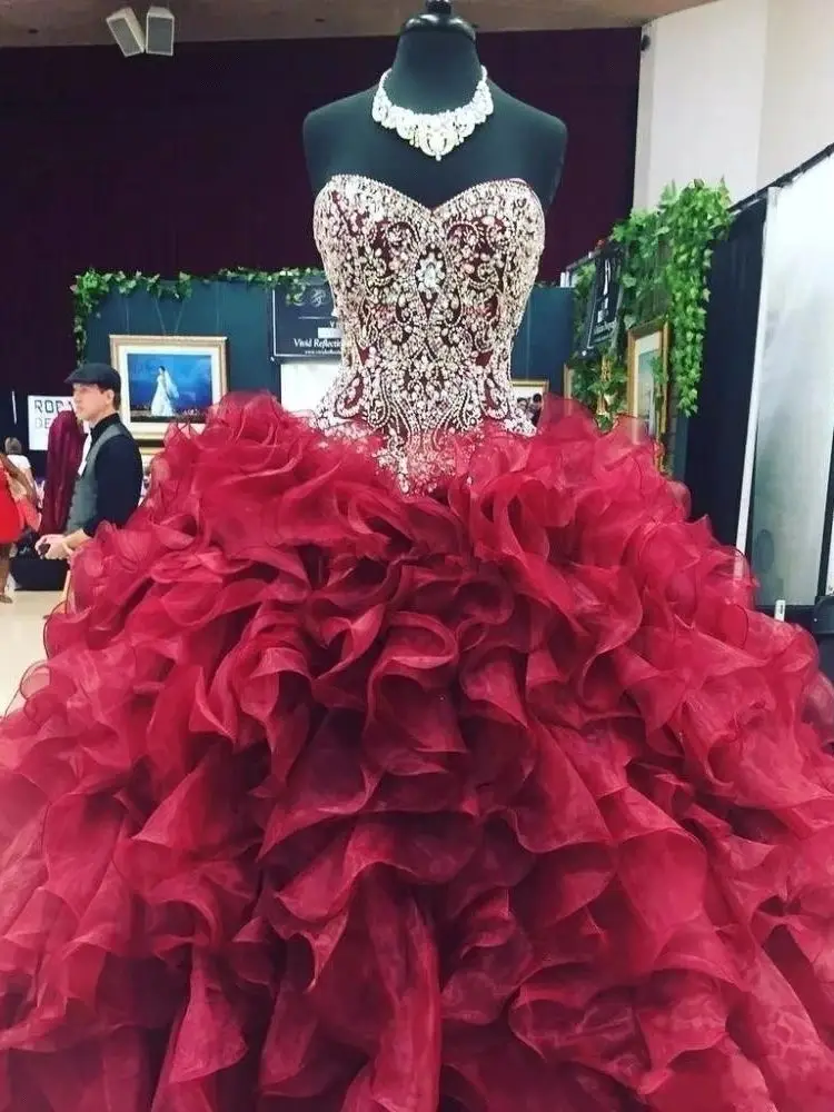 

ANGELSBRIDEP Puffy Ruffles Quinceanera Dresses Vestidos De 15 Anos Sparkly Crystal Beaded Cinderella Princess Party Gowns Custom