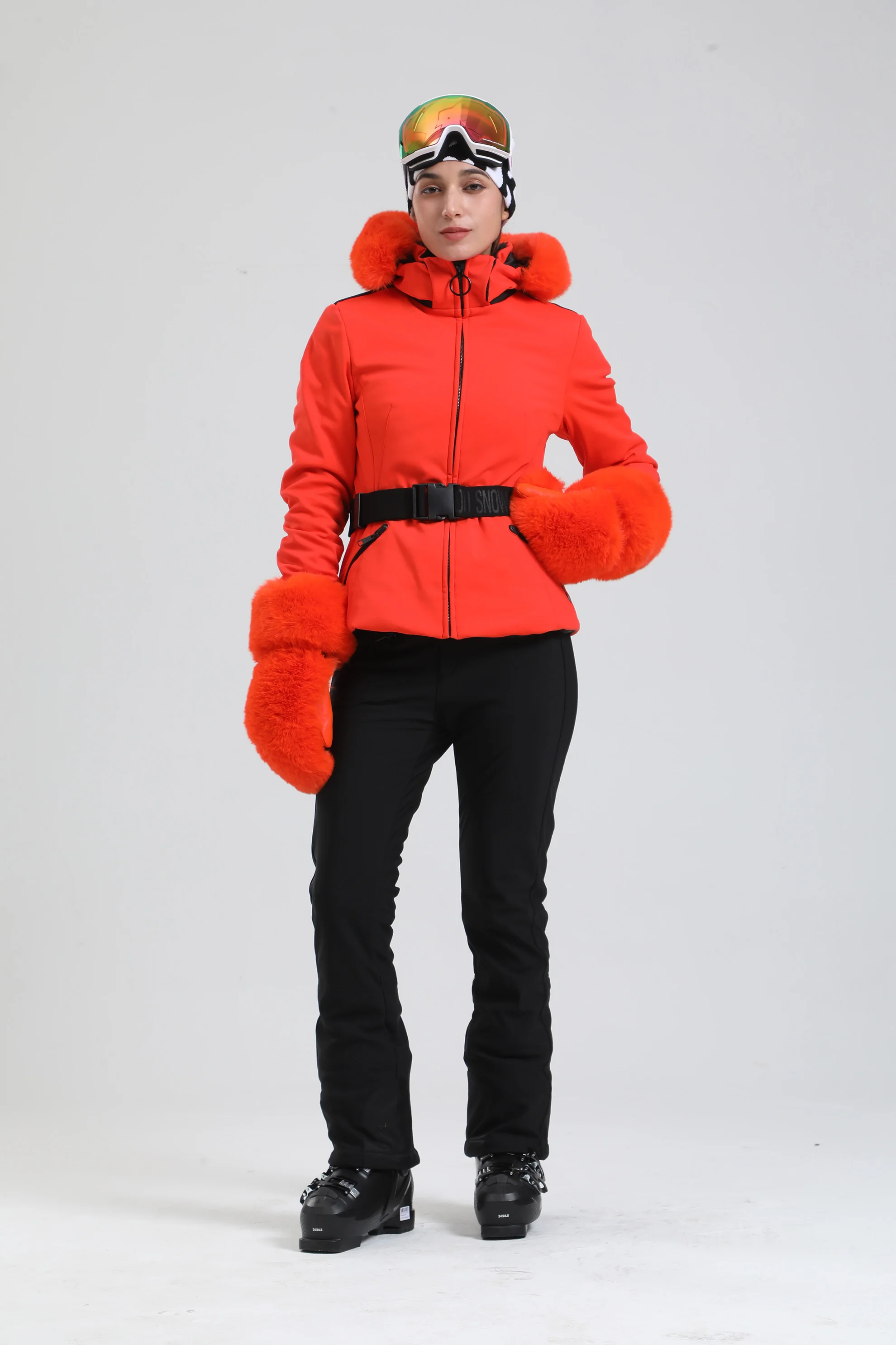 Gsou Snow Winter Warm Fashion Ski Jacket Women Waterproof Windproof Slim Ski Equipment Clothes Female Cotton Snowsuit