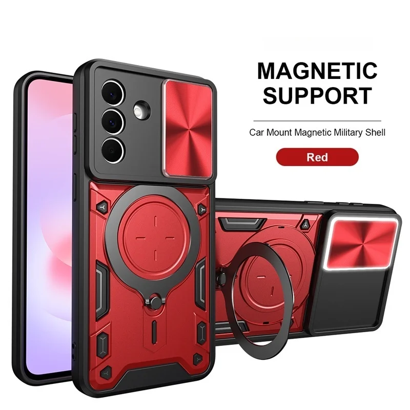 Enhanced Protective Phone Case with Slide Lens Camera Protector and Magnetic Cover Feature